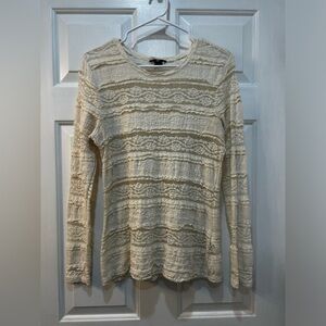 Women's Tiered Lace Blouse Sz L Sheer Long Sleeve Y2K Fairy Whimsical Grunge